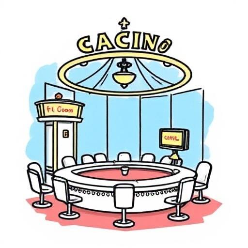 AI-generated casino drawing with large 'CASINO' text displayed prominently on the building