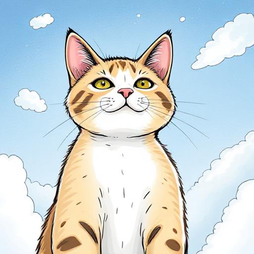 AI drawing of a cat from above that's still clearly recognizable as a cat despite being from an unusual angle